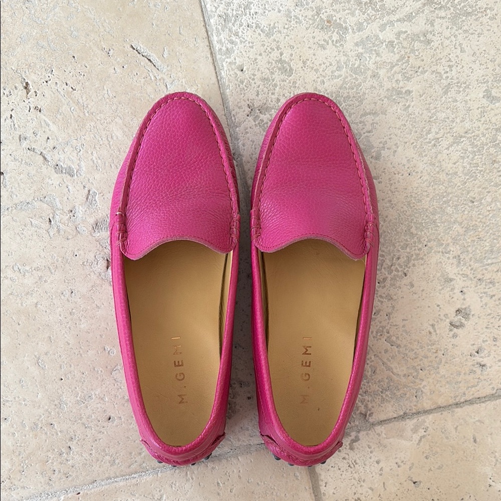 M. Gemi Pink Leather Loafers Flats